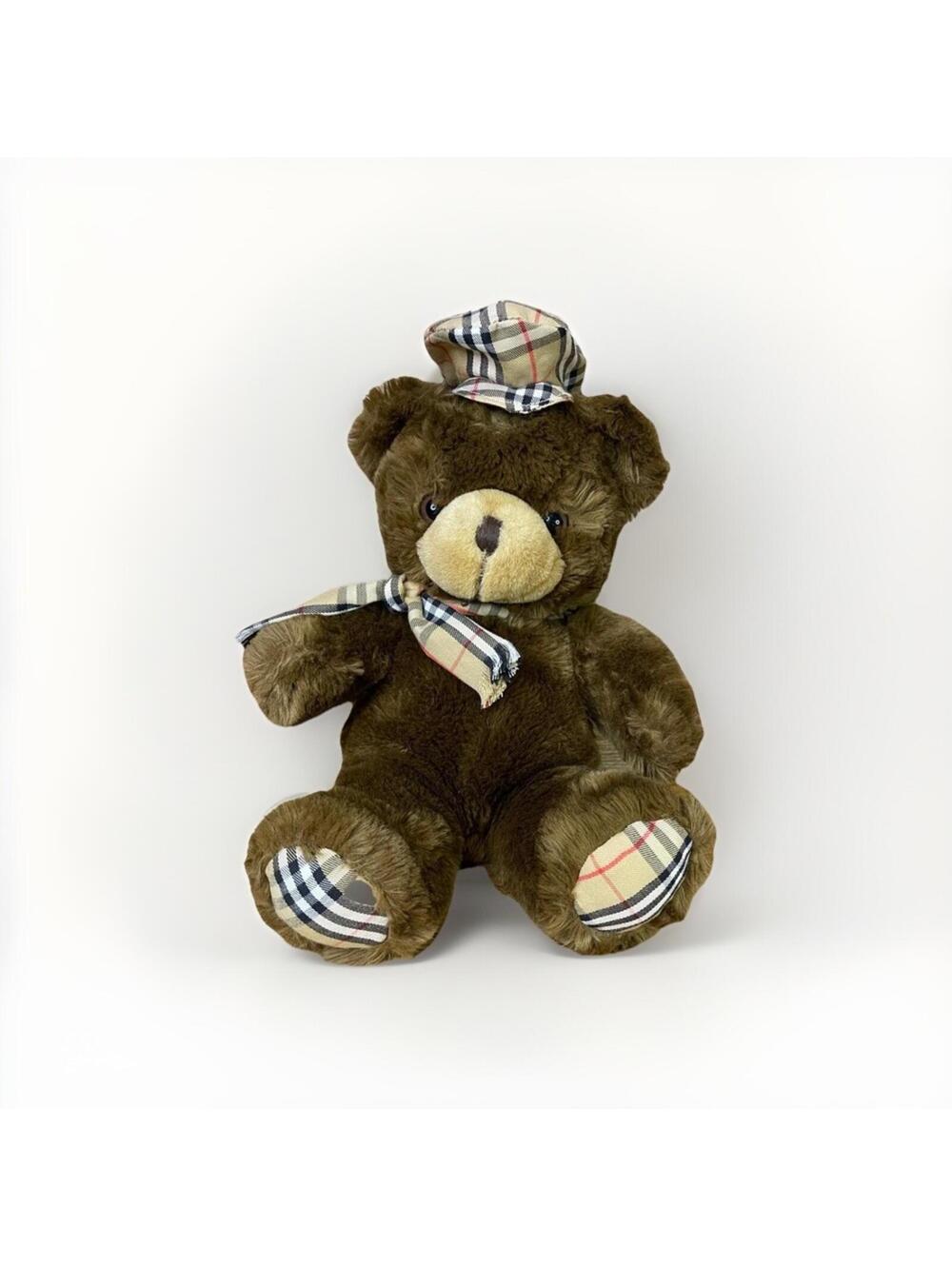 12" Vintage Burberry Thomas Teddy Bear Plush Doll Stuffed Animal